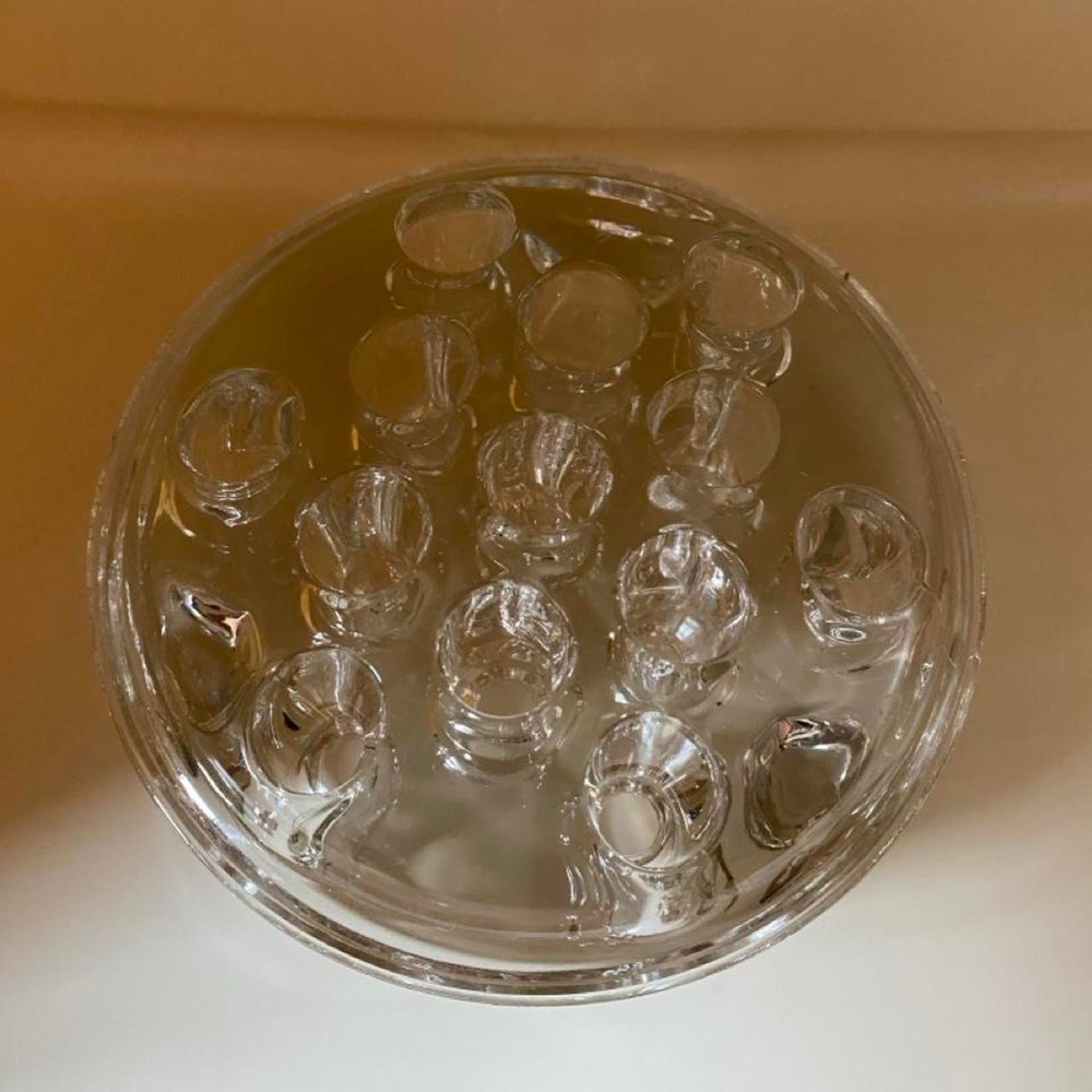 Vintage Clear Glass Flower Frog Holder Vase Insert s74